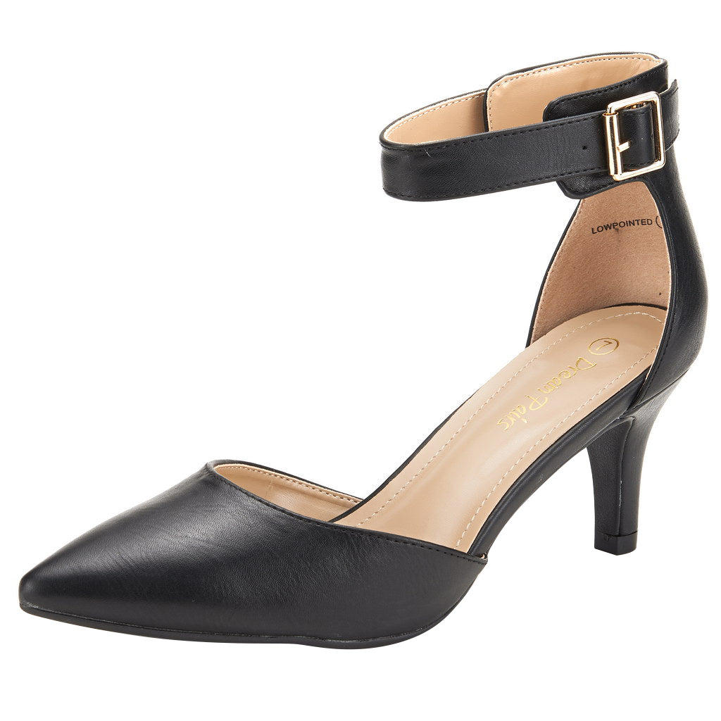 Women's Low Heel Ankle Strap Pumps