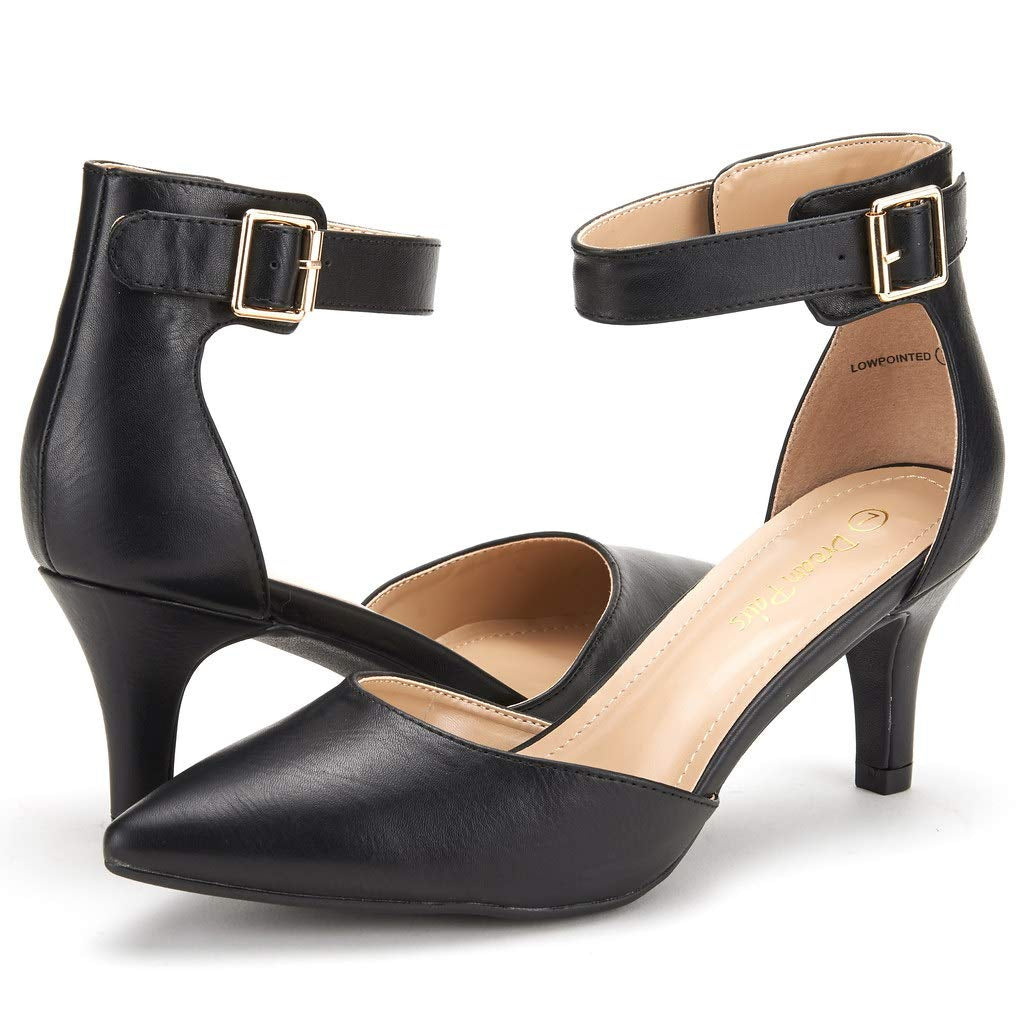 Women's Low Heel Ankle Strap Pumps