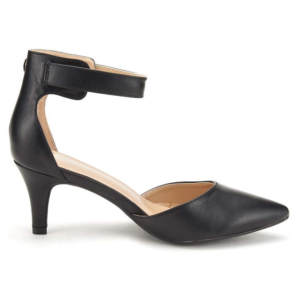 Women's Low Heel Ankle Strap Pumps