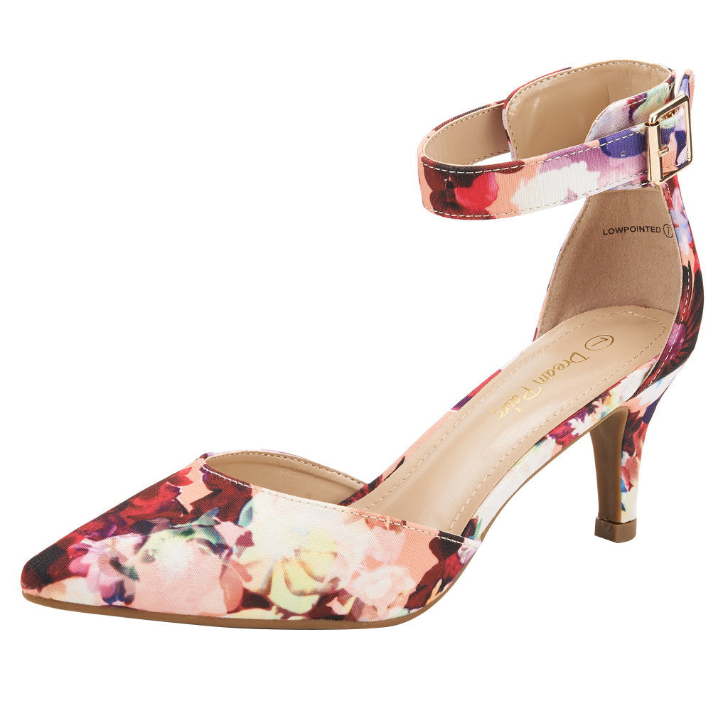 Women's Low Heel Ankle Strap Pumps