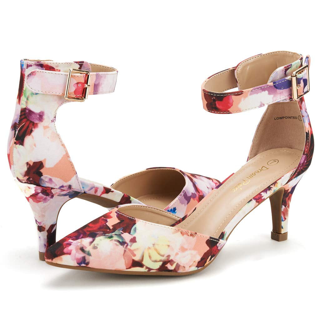 Women's Low Heel Ankle Strap Pumps