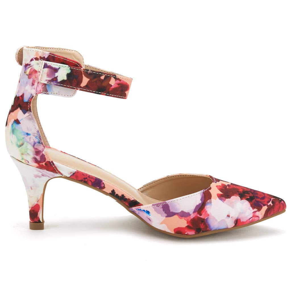 Women's Low Heel Ankle Strap Pumps