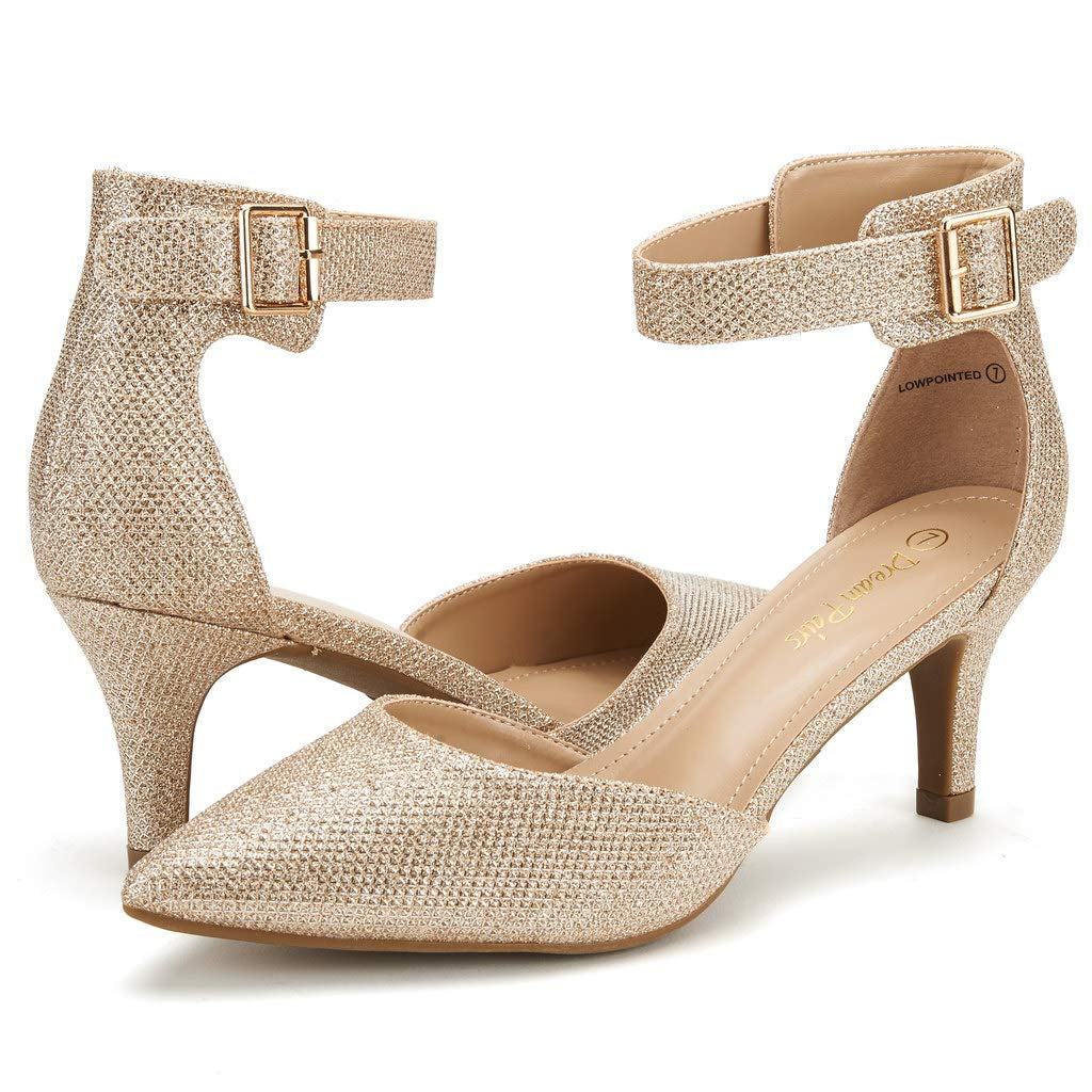 Women's Low Heel Ankle Strap Pumps