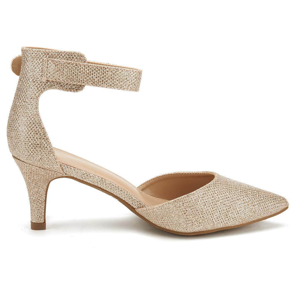 Women's Low Heel Ankle Strap Pumps