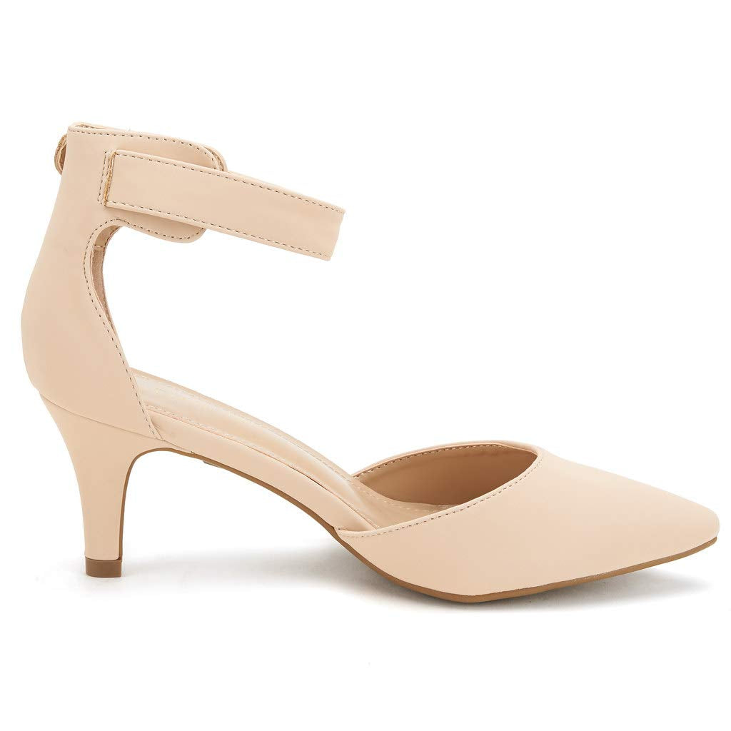 Women's Low Heel Ankle Strap Pumps