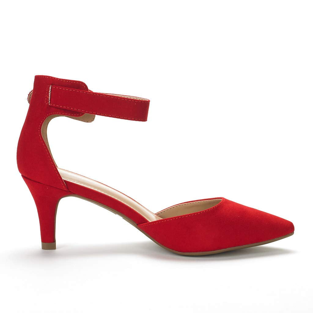 Ankle Strap Low Heel Dress Pumps