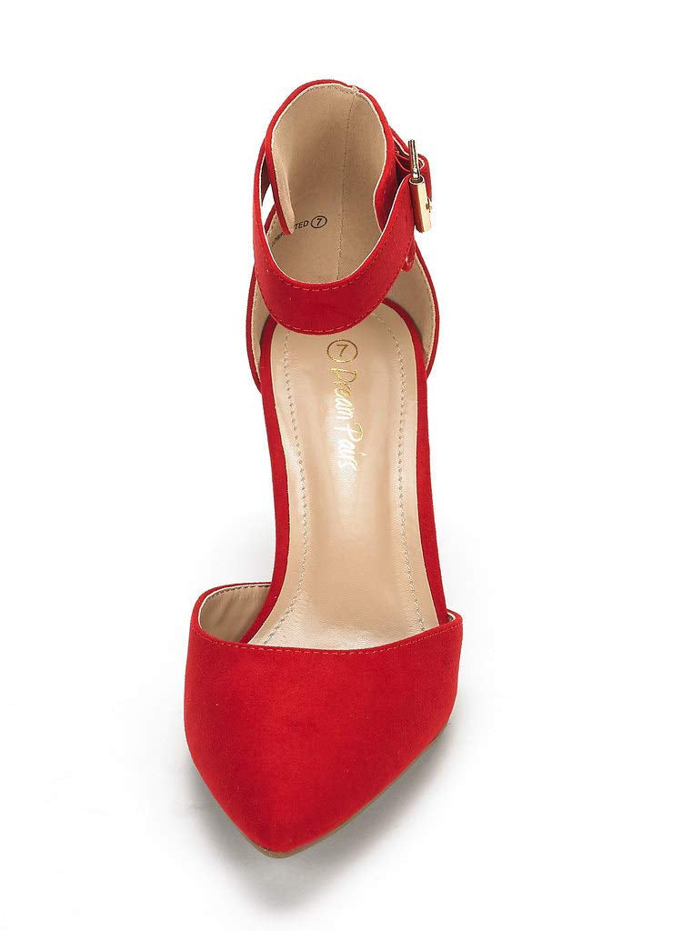 Ankle Strap Low Heel Dress Pumps