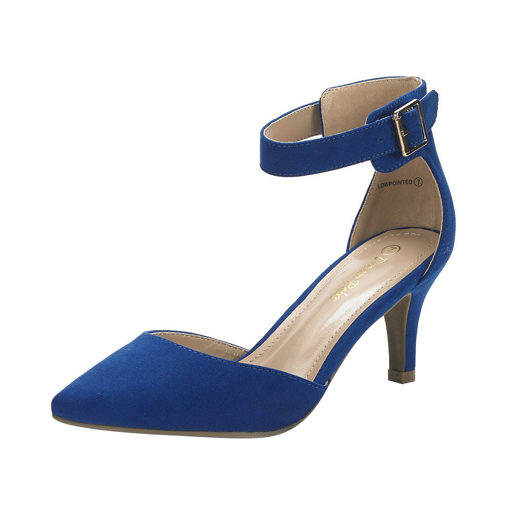 Ankle Strap Low Heel Dress Pumps