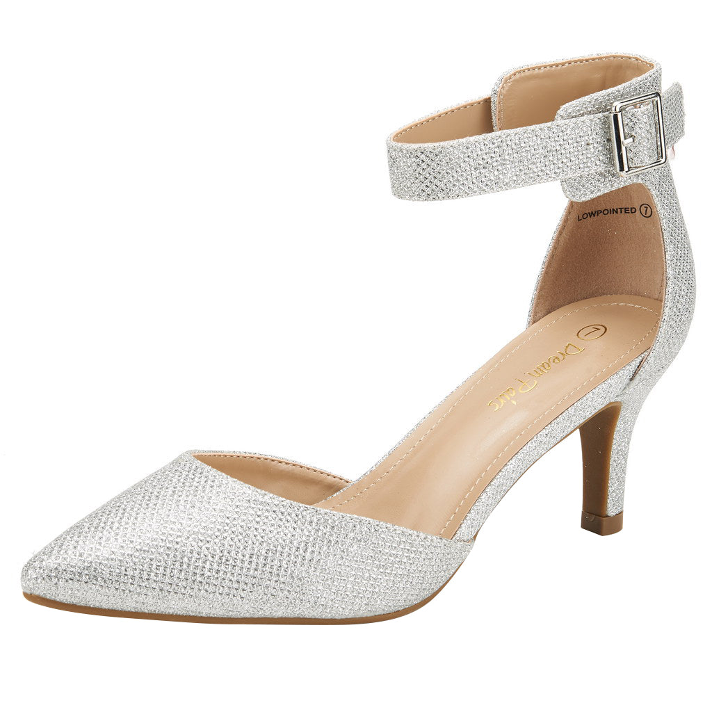 Women's Low Heel Ankle Strap Pumps