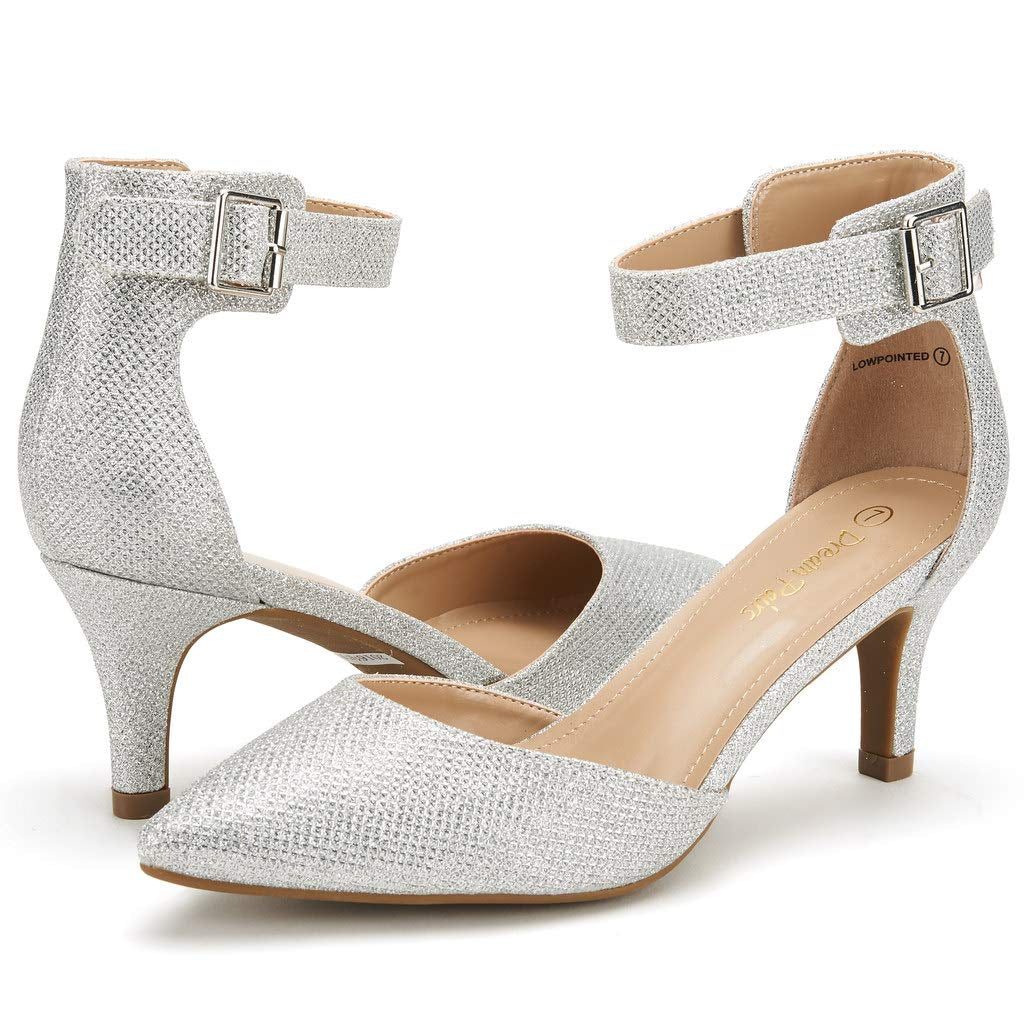 Women's Low Heel Ankle Strap Pumps
