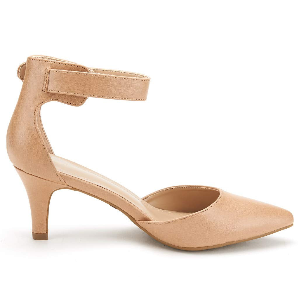 Women's Low Heel Ankle Strap Pumps
