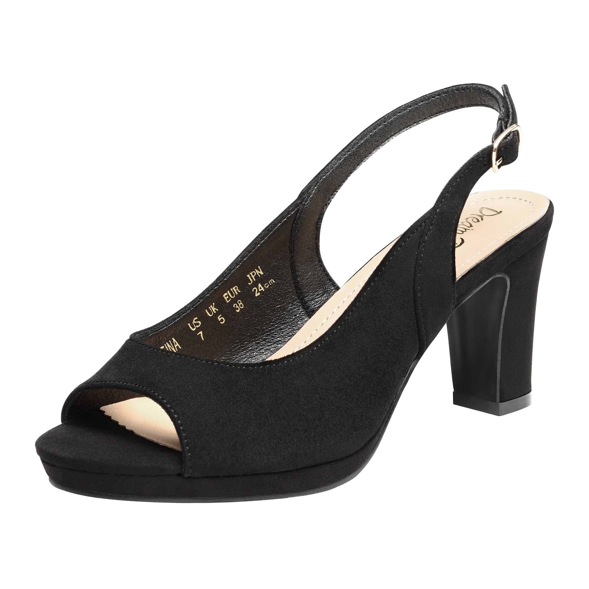 Chunky Heel Peep Toe Slingback Pumps