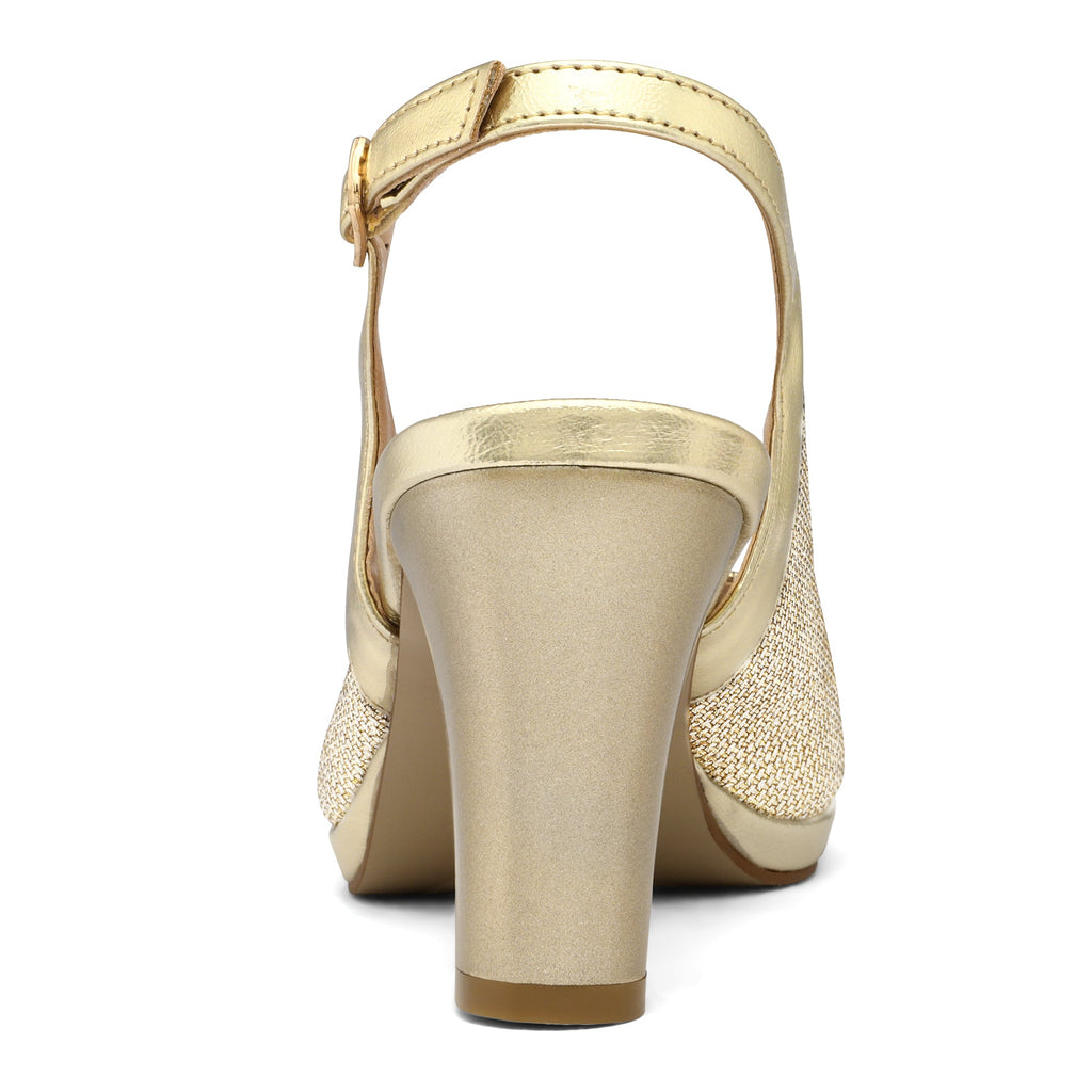 Chunky Heel Peep Toe Slingback Pumps