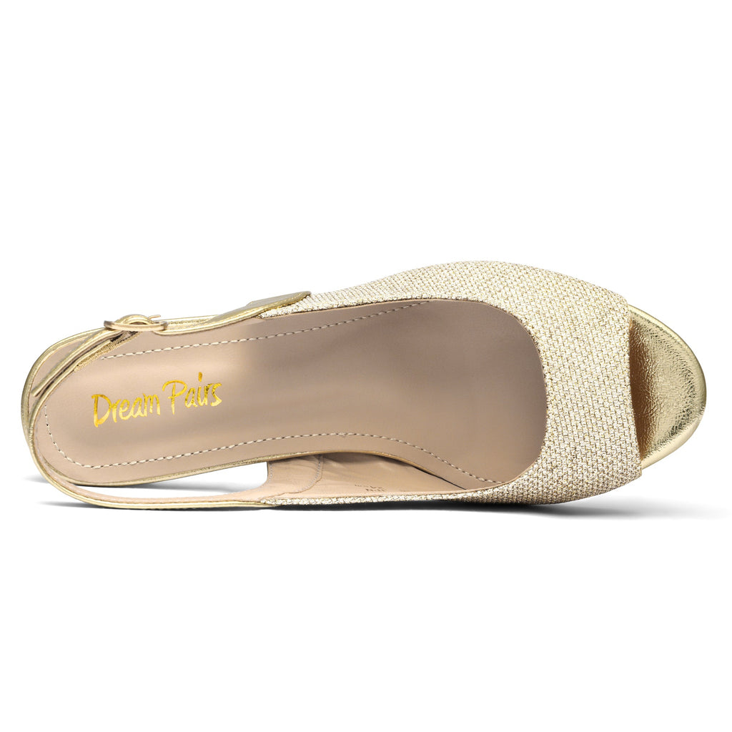 Chunky Heel Peep Toe Slingback Pumps