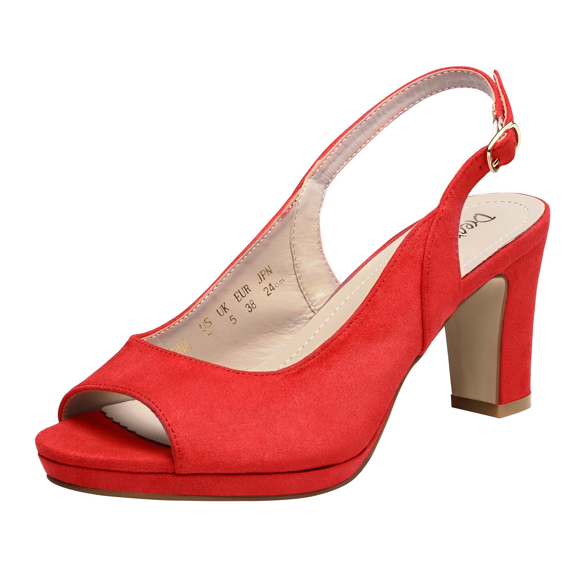 Chunky Heel Peep Toe Slingback Pumps