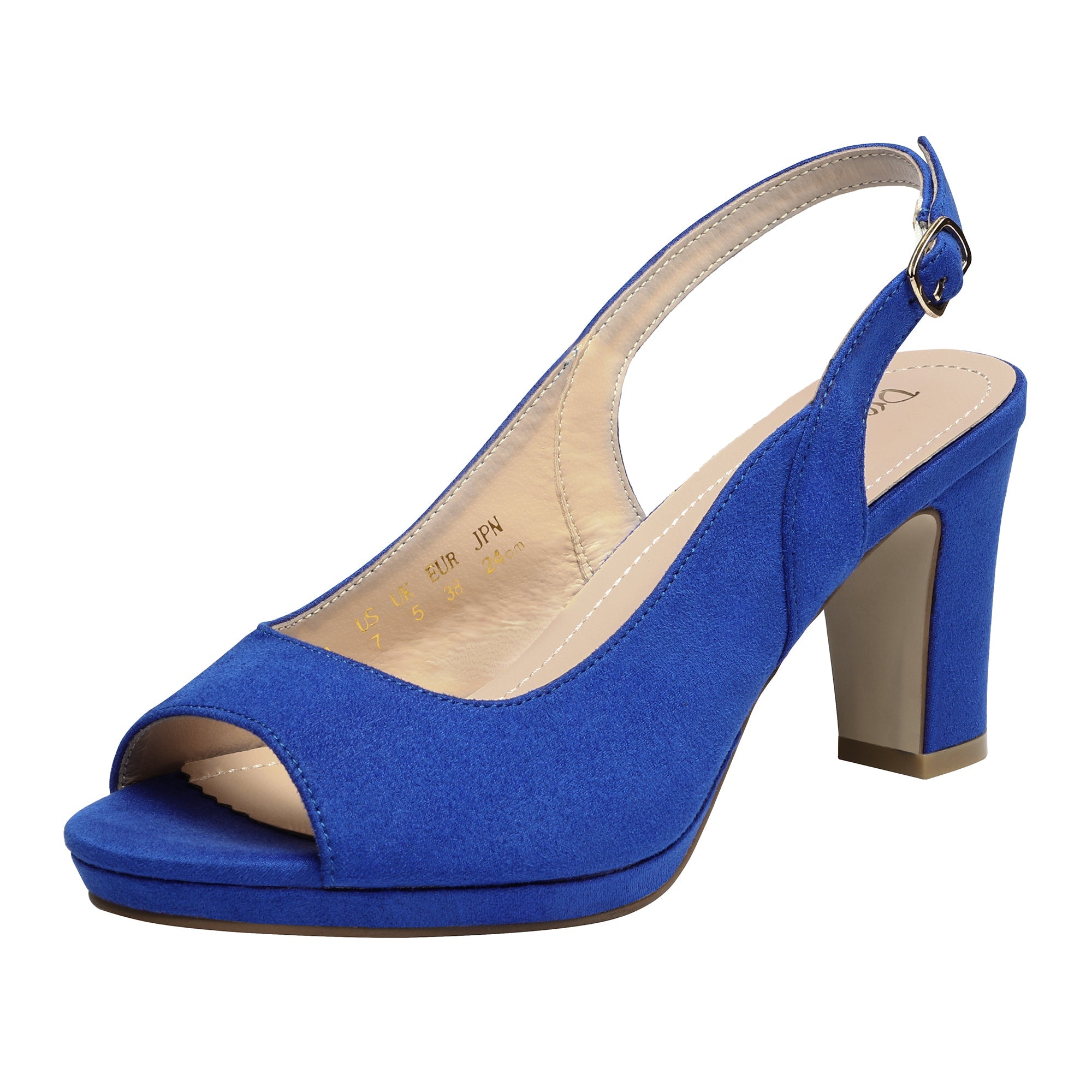 Chunky Heel Peep Toe Slingback Pumps