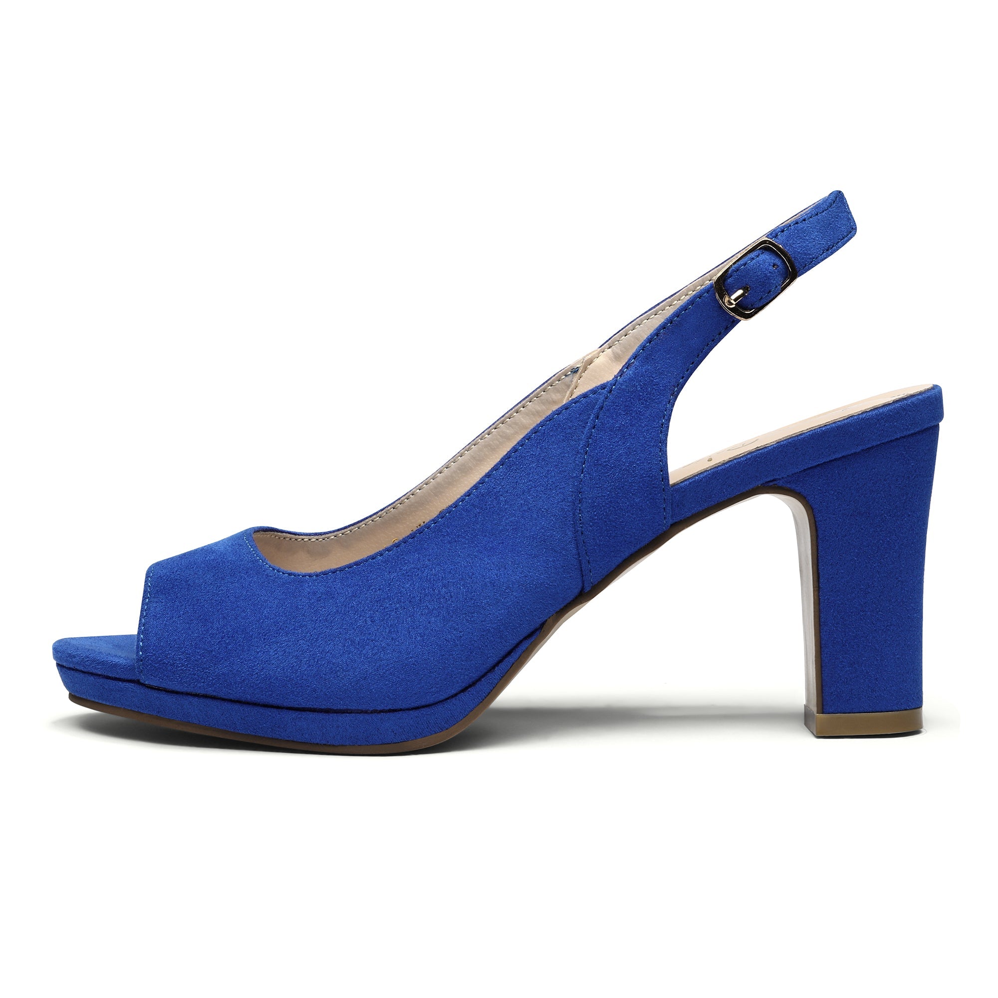 Chunky Heel Peep Toe Slingback Pumps