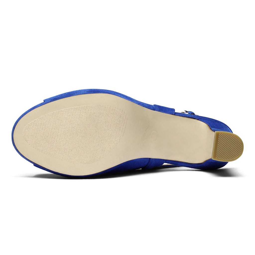 Chunky Heel Peep Toe Slingback Pumps