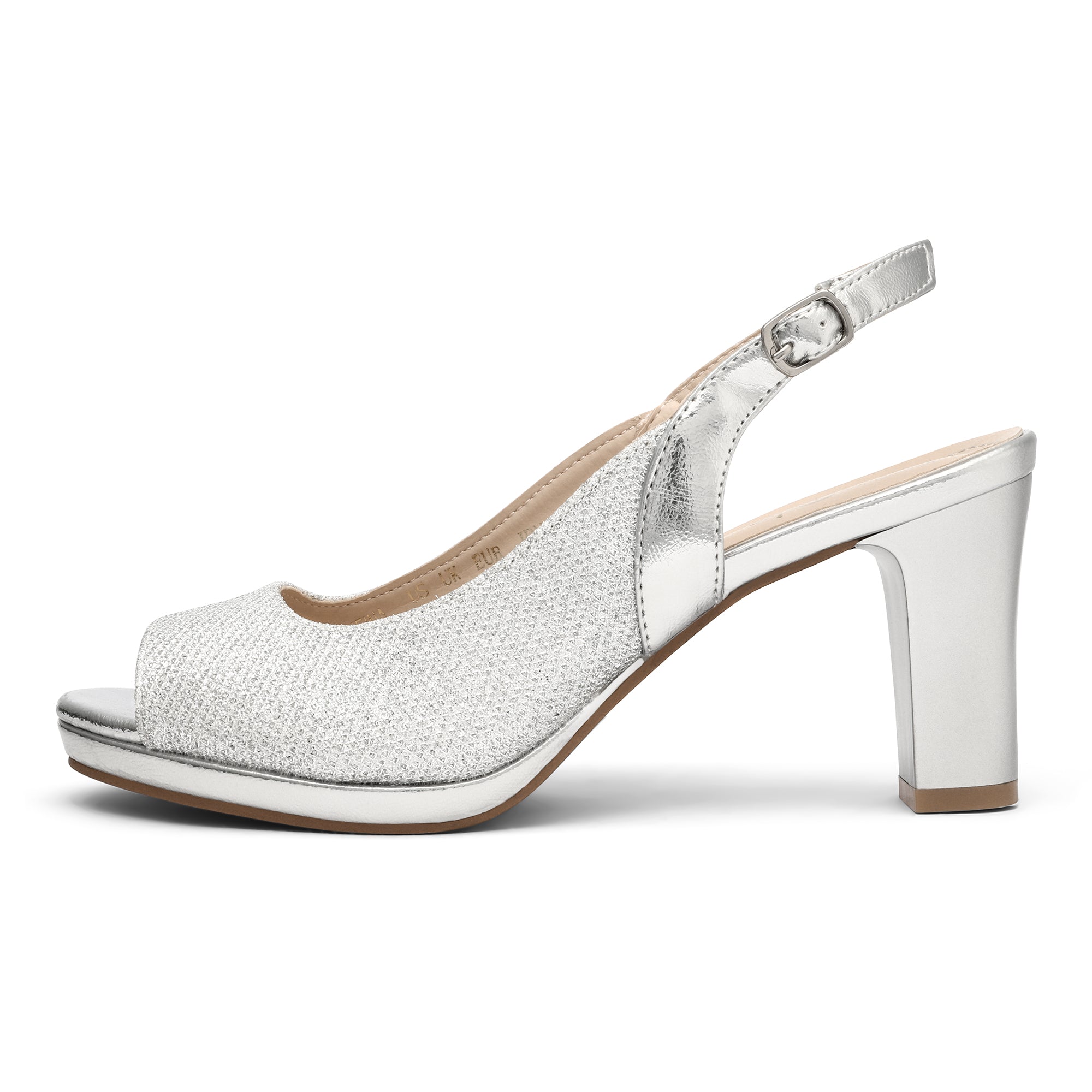 Chunky Heel Peep Toe Slingback Pumps