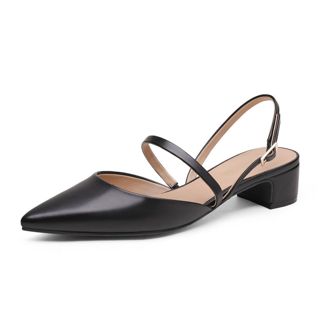 Closed Toe Chunky Slingback Pumps