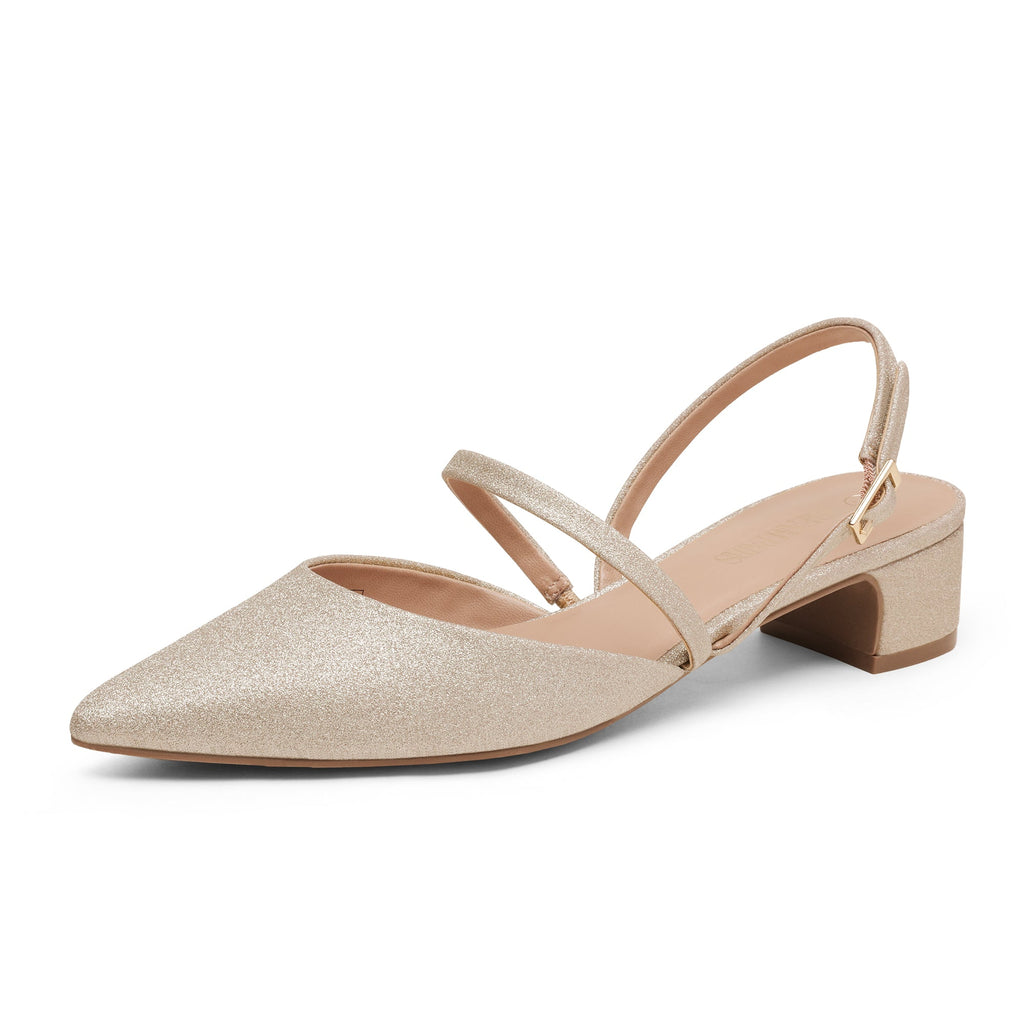 Closed Toe Chunky Slingback Pumps
