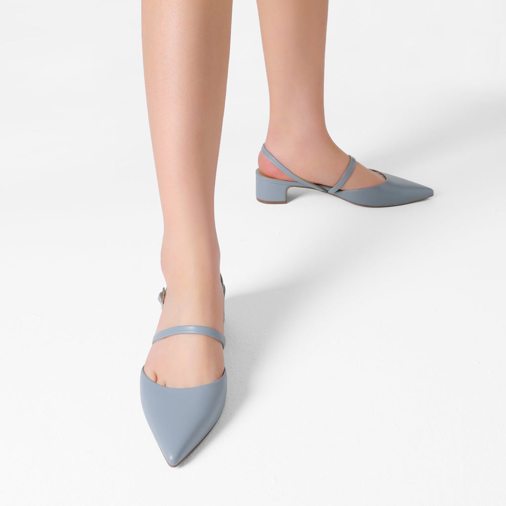Closed Toe Chunky Slingback Pumps