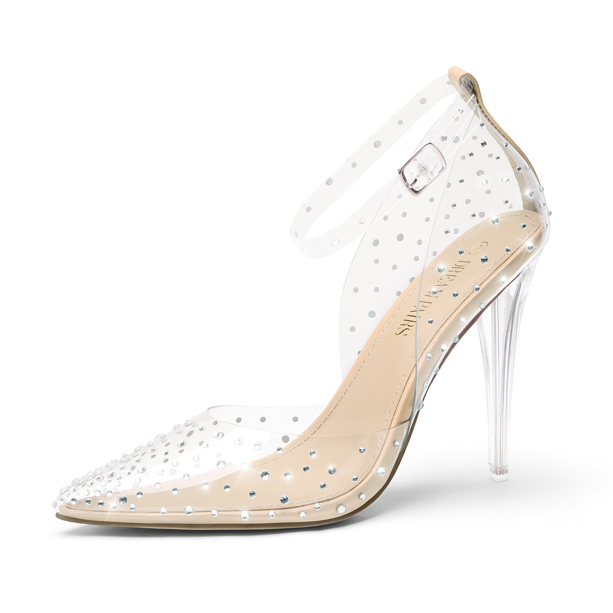 Crystal Pointed Toe Rhinestone Clear Pumps