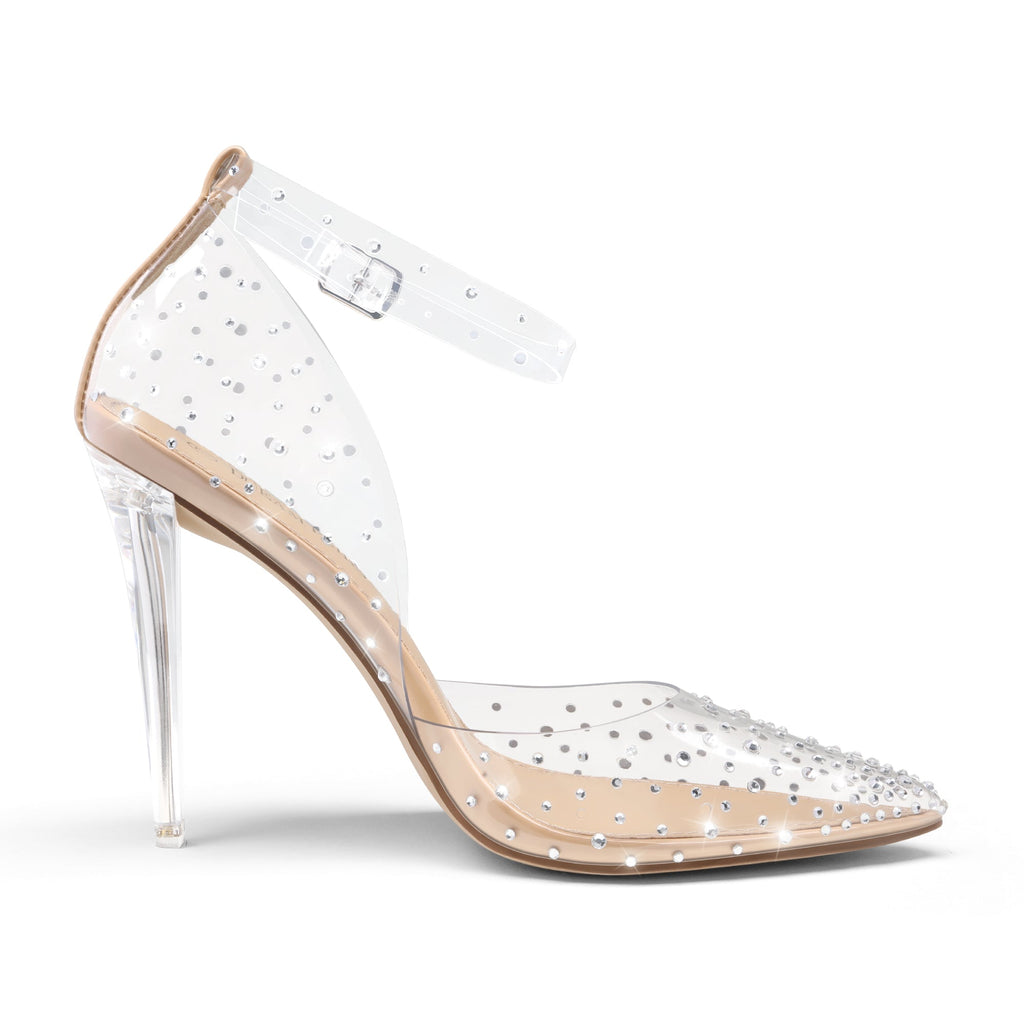 Crystal Pointed Toe Rhinestone Clear Pumps