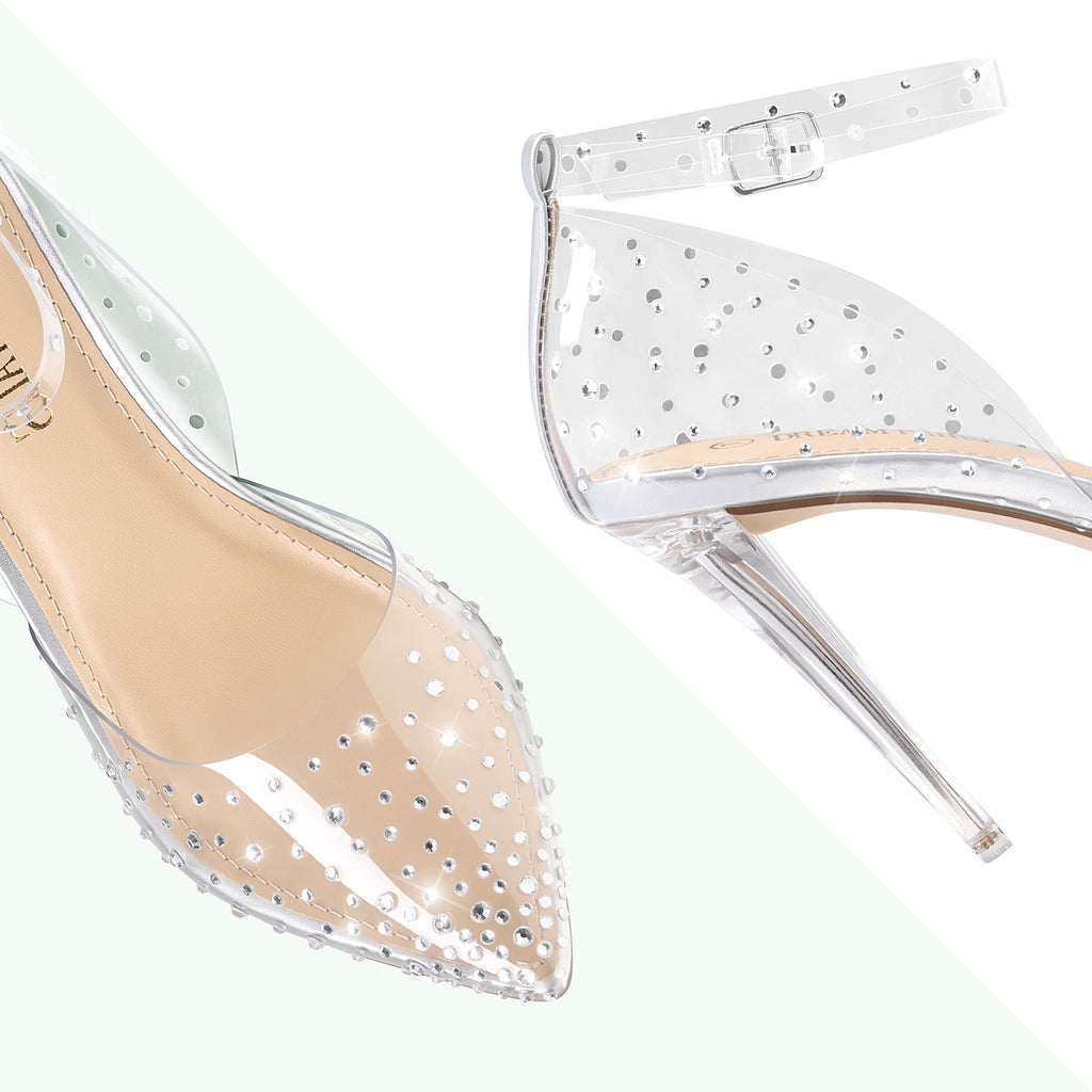 Crystal Pointed Toe Rhinestone Clear Pumps