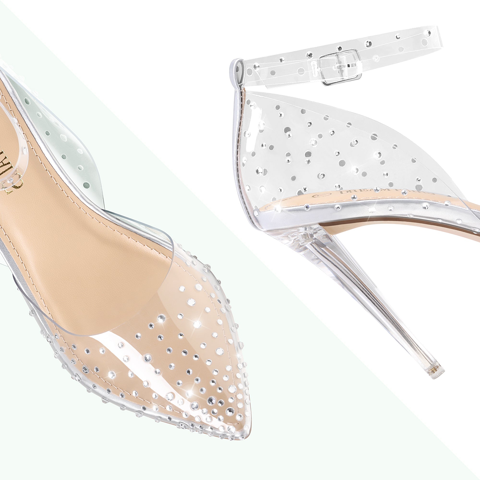 Crystal Pointed Toe Rhinestone Clear Pumps