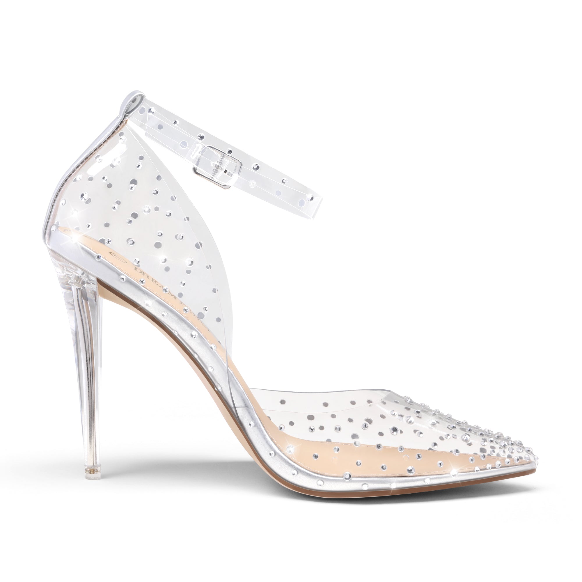 Crystal Pointed Toe Rhinestone Clear Pumps