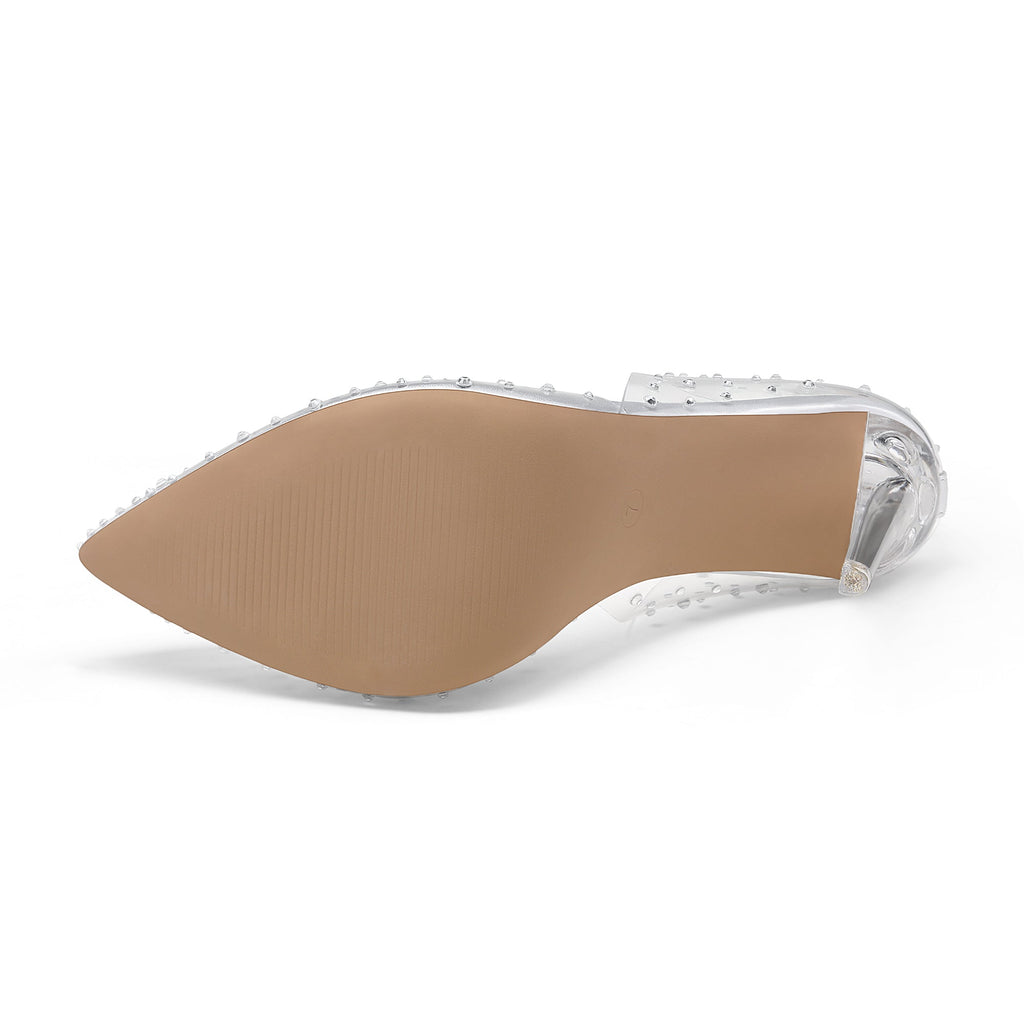Crystal Pointed Toe Rhinestone Clear Pumps