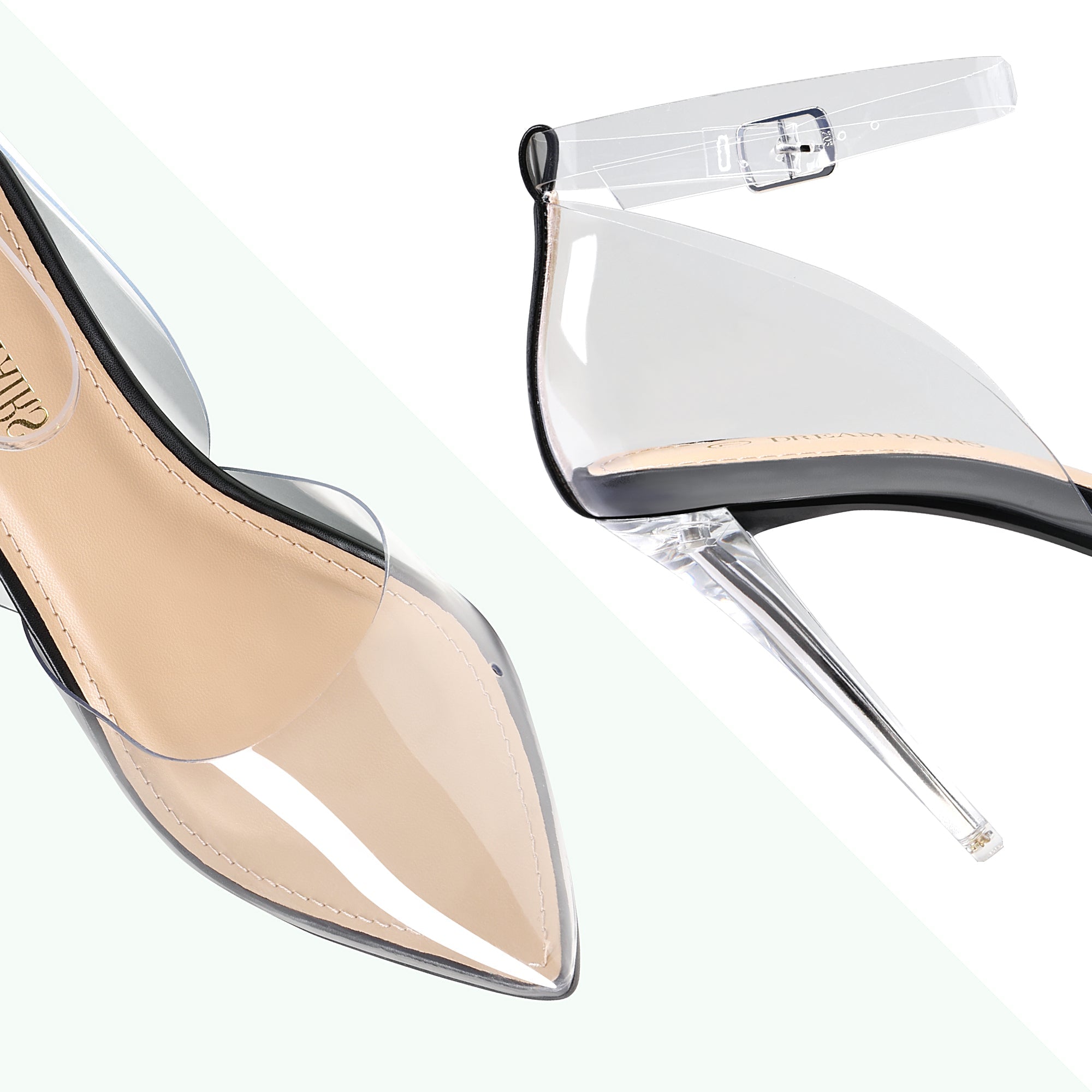 Crystal Pointed Toe Rhinestone Clear Pumps