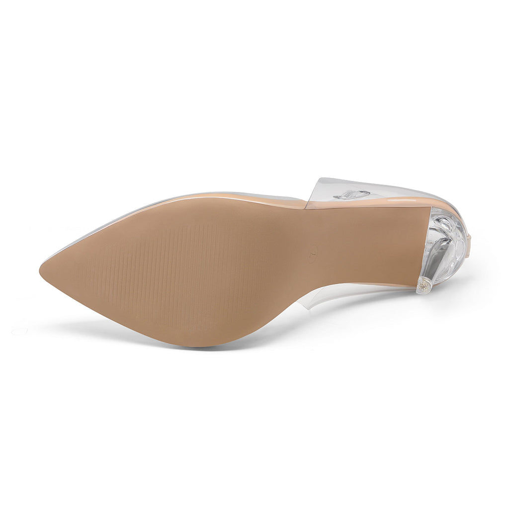 Crystal Pointed Toe Rhinestone Clear Pumps