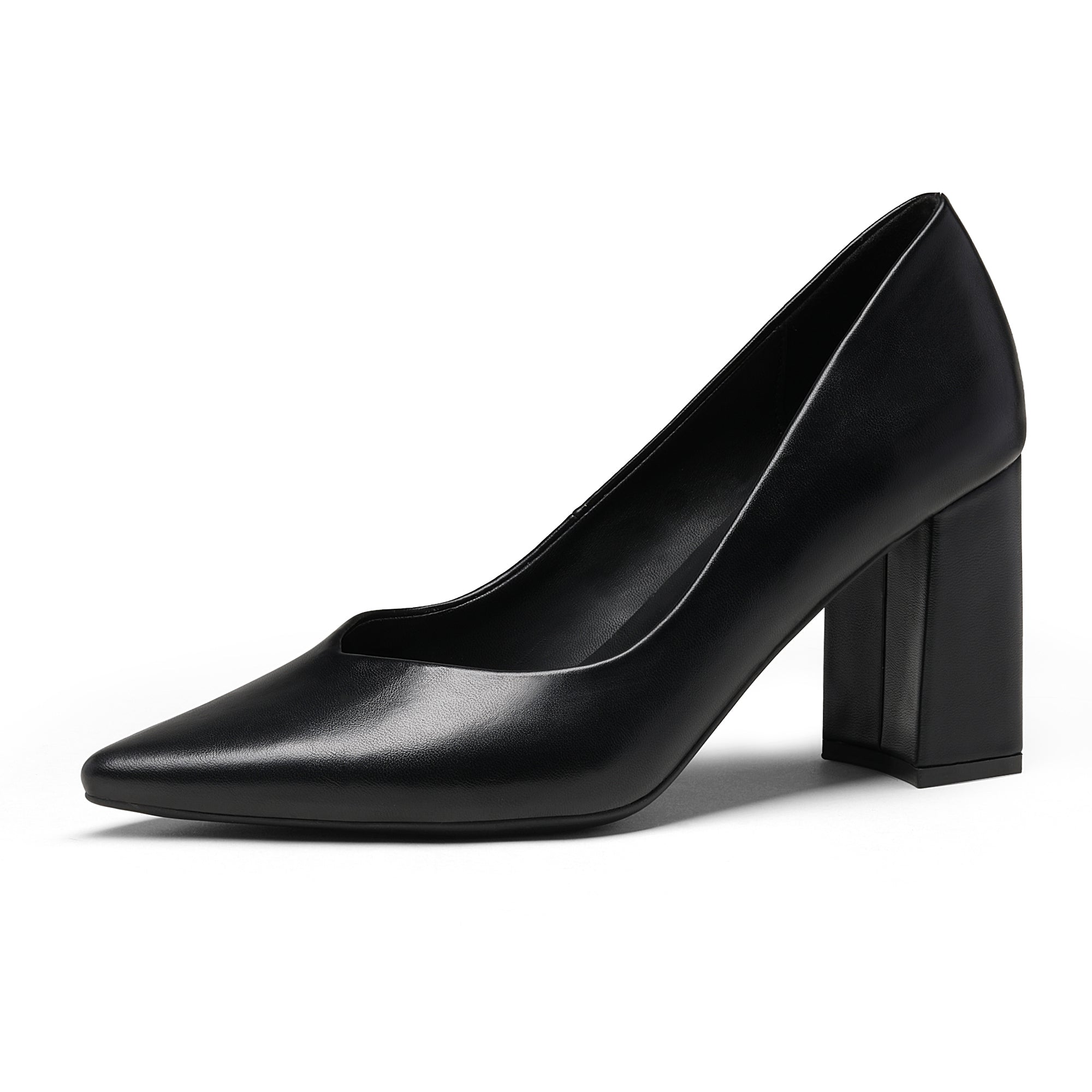 Pointed Toe Chunky Heel Pumps