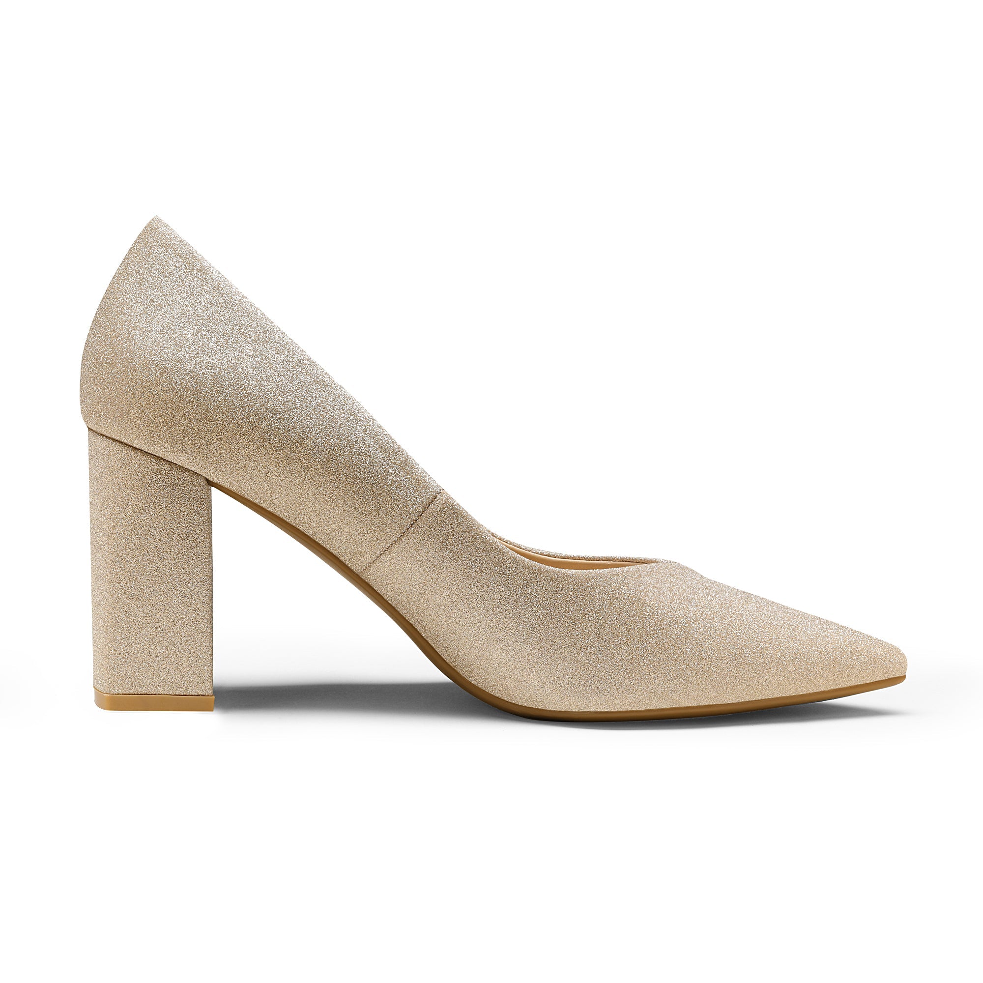 Pointed Toe Chunky Heel Pumps