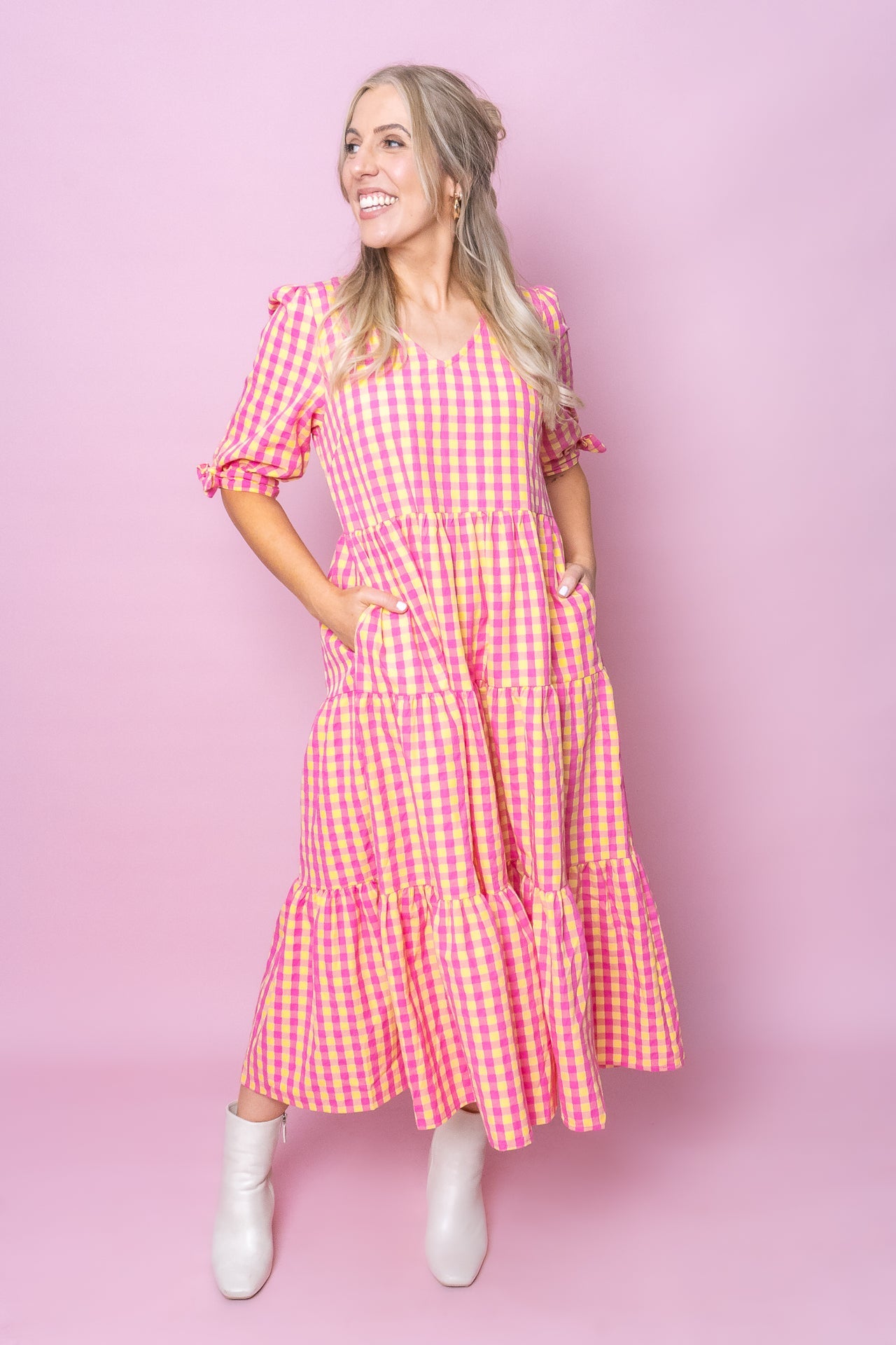 Romy Midi Dress in Lemon Multi