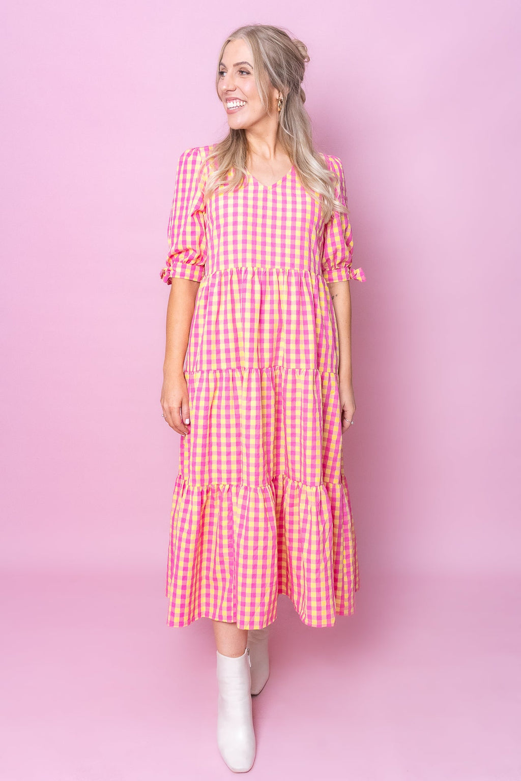 Romy Midi Dress in Lemon Multi