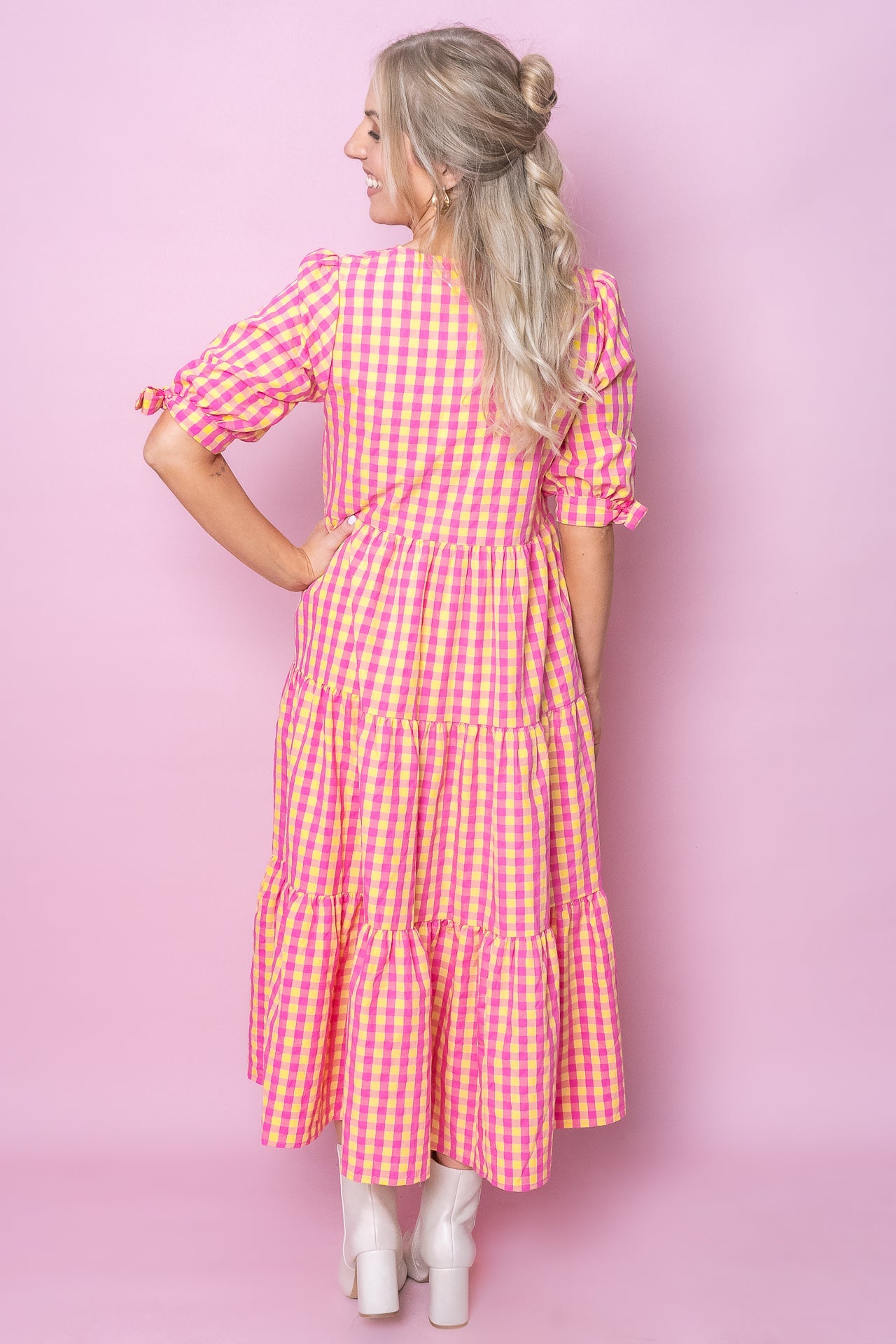 Romy Midi Dress in Lemon Multi