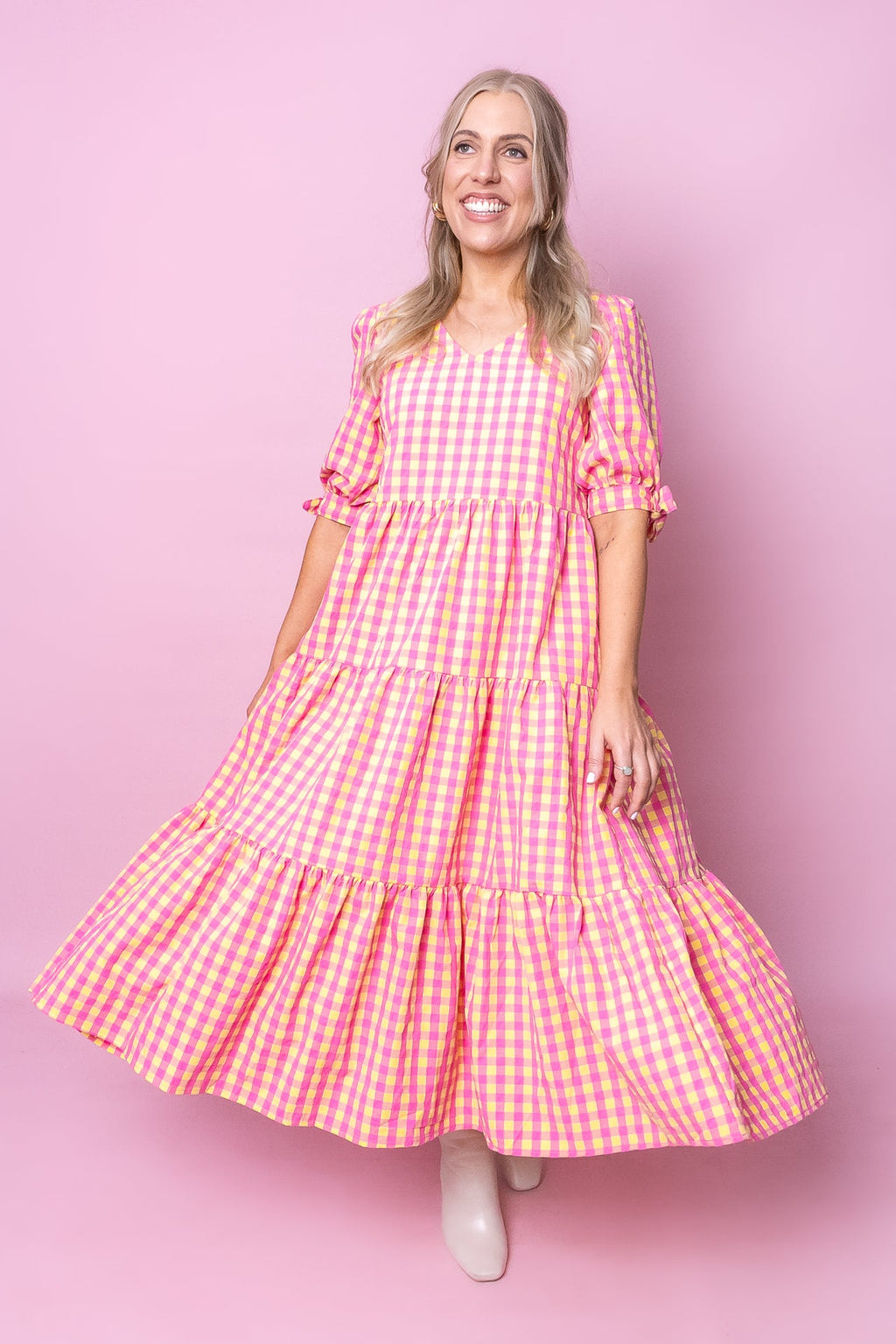 Romy Midi Dress in Lemon Multi