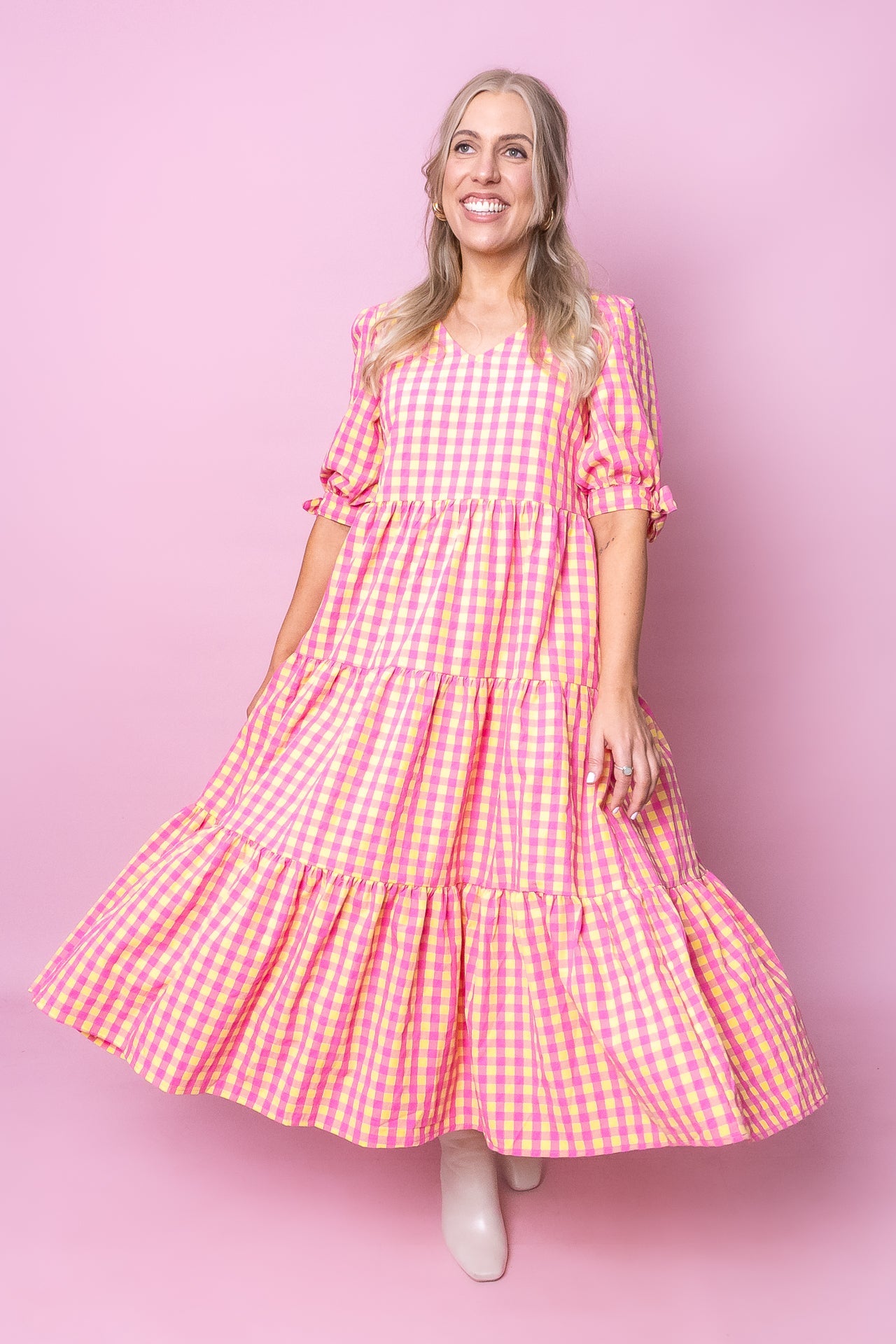 Romy Midi Dress in Lemon Multi