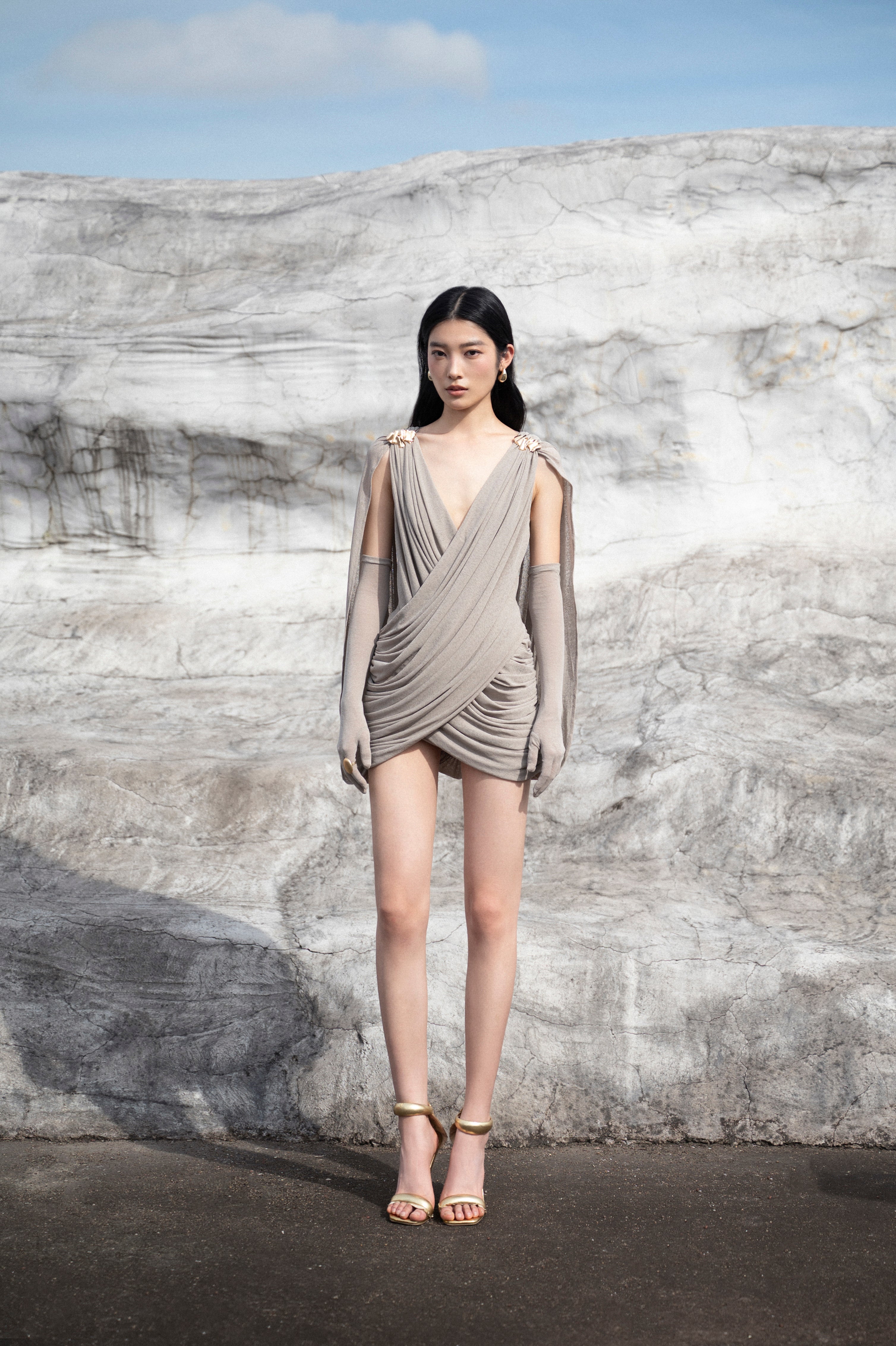 Draped Cape Dress