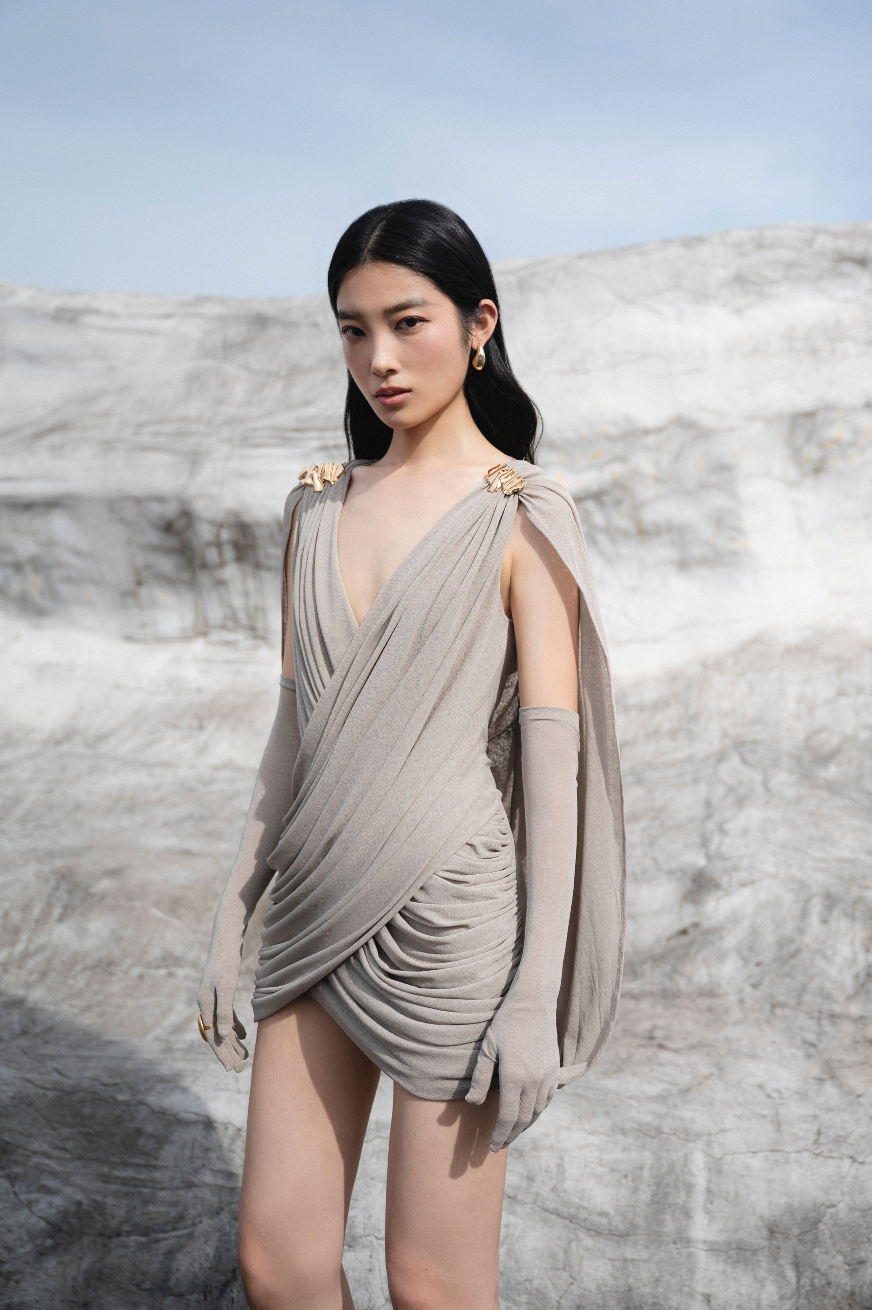 Draped Cape Dress