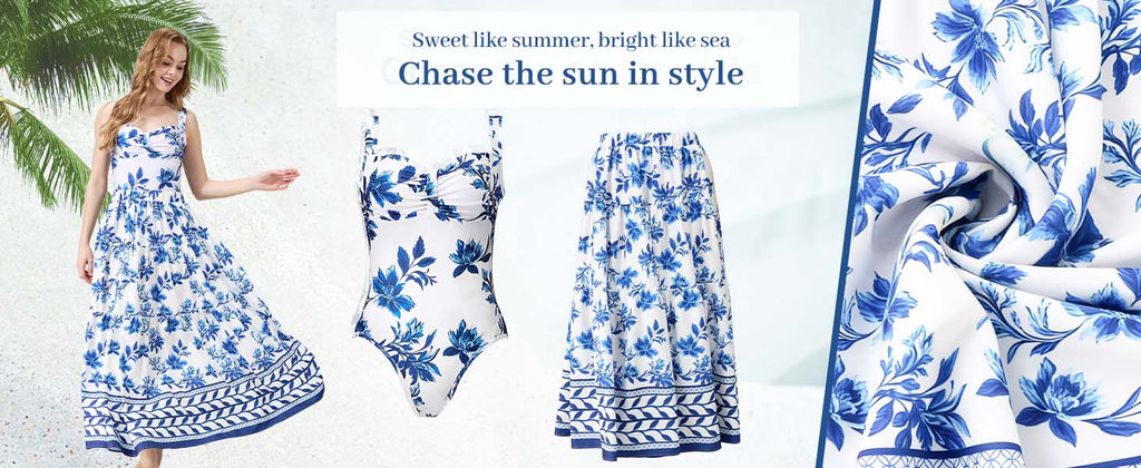 🌸 The Blue Floral Two-Piece Skirted Swimsuit – Elegance Meets Comfort