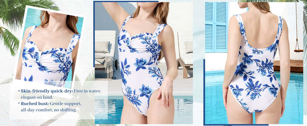 🌸 The Blue Floral Two-Piece Skirted Swimsuit – Elegance Meets Comfort