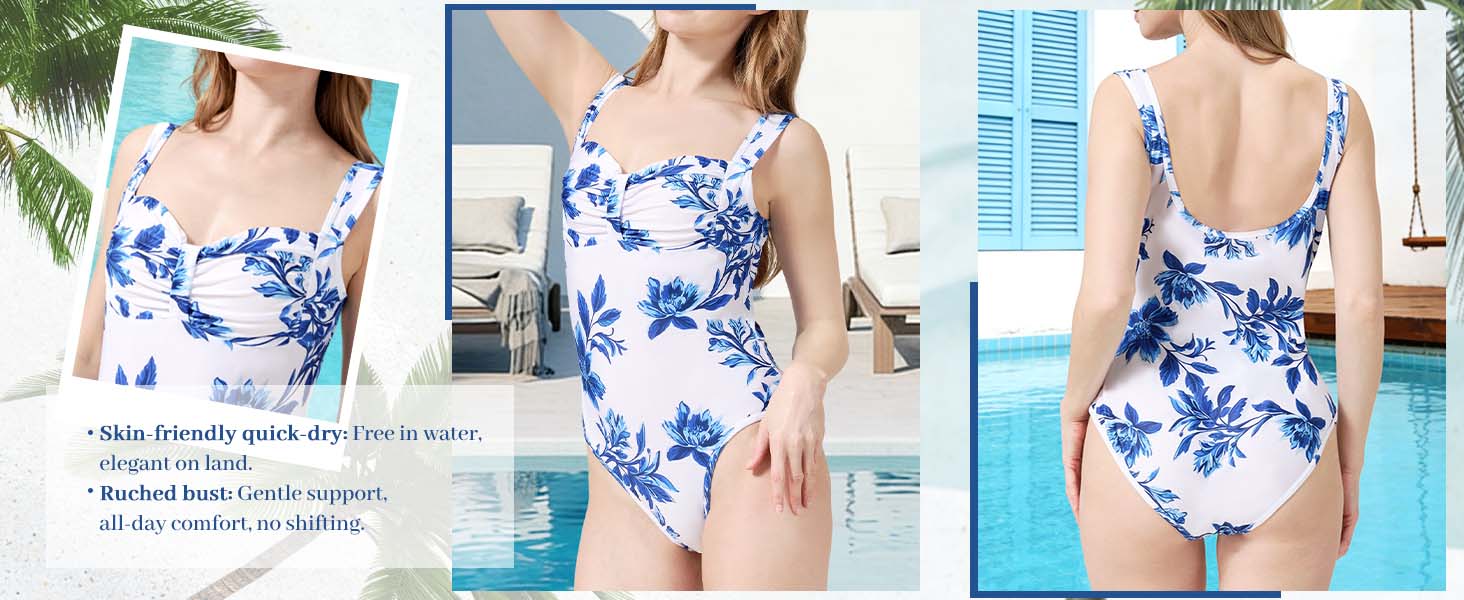 🌸 The Blue Floral Two-Piece Skirted Swimsuit – Elegance Meets Comfort