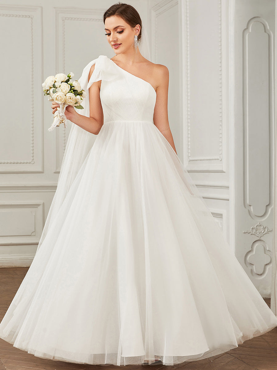 Sexy One Shoulder A Line Floor Length Wholesale Wedding Dresses