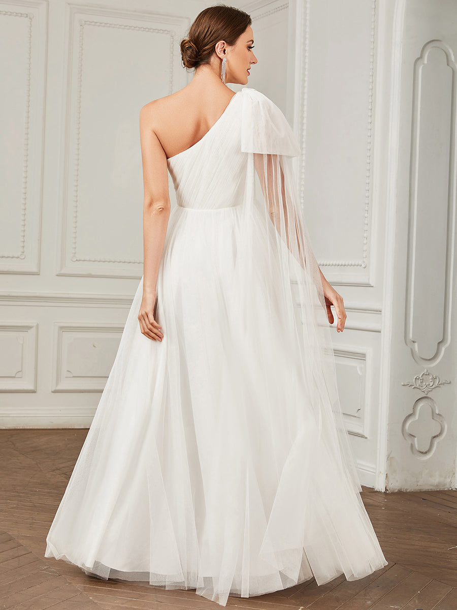 Sexy One Shoulder A Line Floor Length Wholesale Wedding Dresses