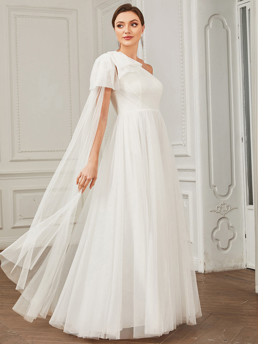 Sexy One Shoulder A Line Floor Length Wholesale Wedding Dresses