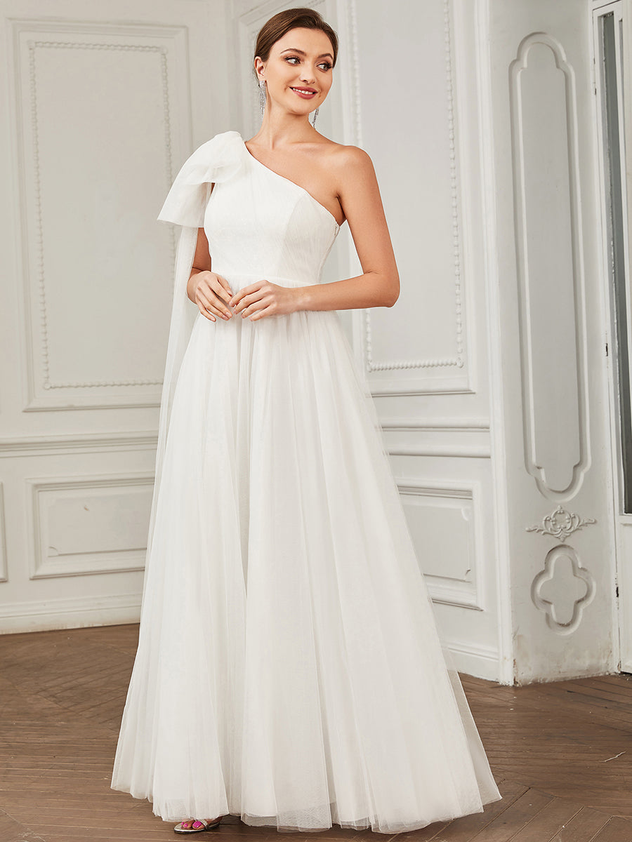 Sexy One Shoulder A Line Floor Length Wholesale Wedding Dresses